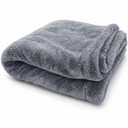 Detail Foundry DryPro 1600 twisted-loop microfibre drying towel in grey, folded on a white background
