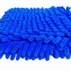 Close-up of the PlushWash Mitt plush blue microfibre noodles that hold wash solution during contact washing