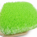 Close-up of the green FaceFlow Wheel Brush soft flagged-tip bristles, gentle on painted and polished wheels